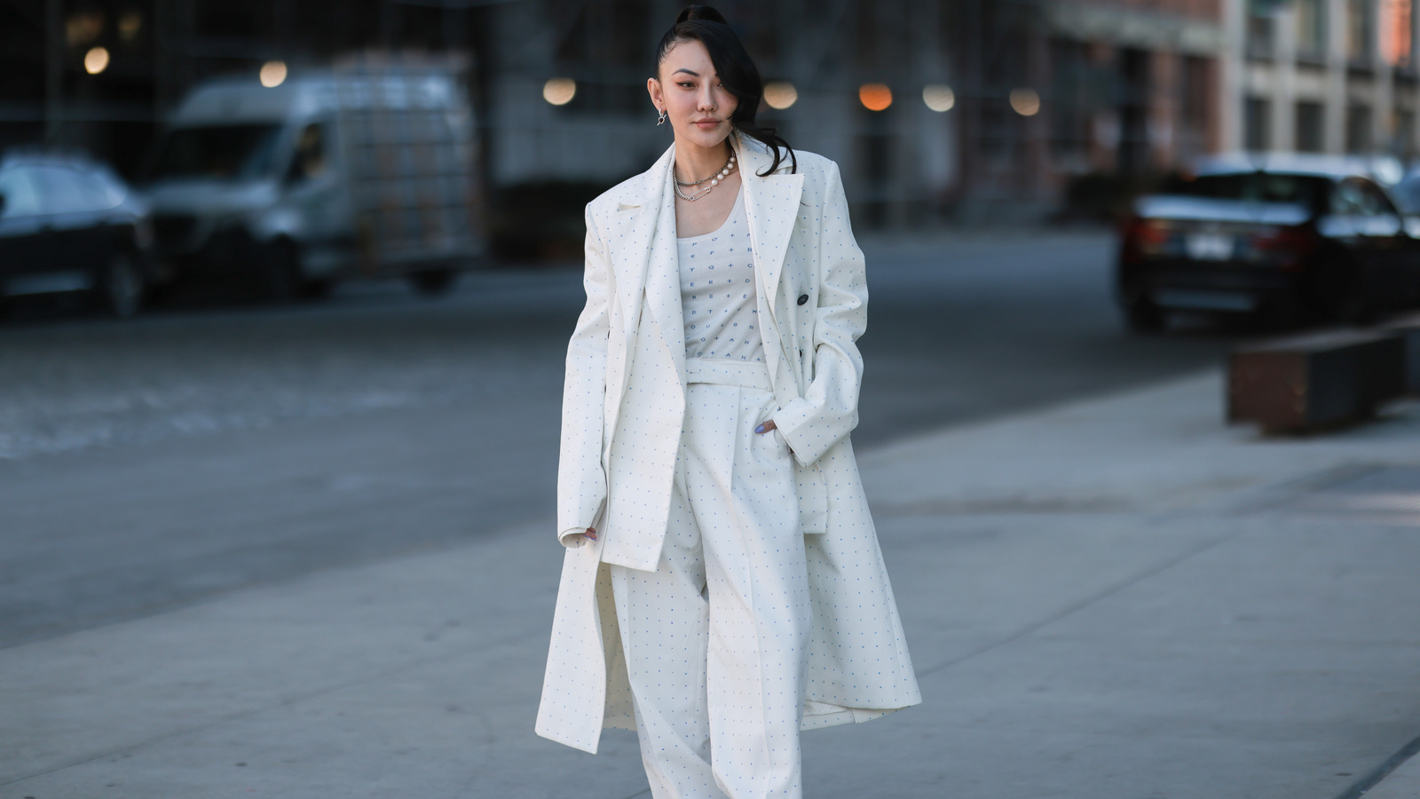 How to Wear a Monochromatic Winter White Outfit — bows & sequins