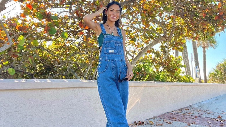 Woman wearing overalls