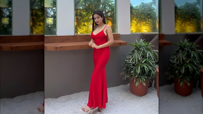 Woman in a red dress