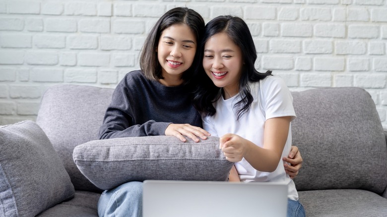 Women watching a laptop