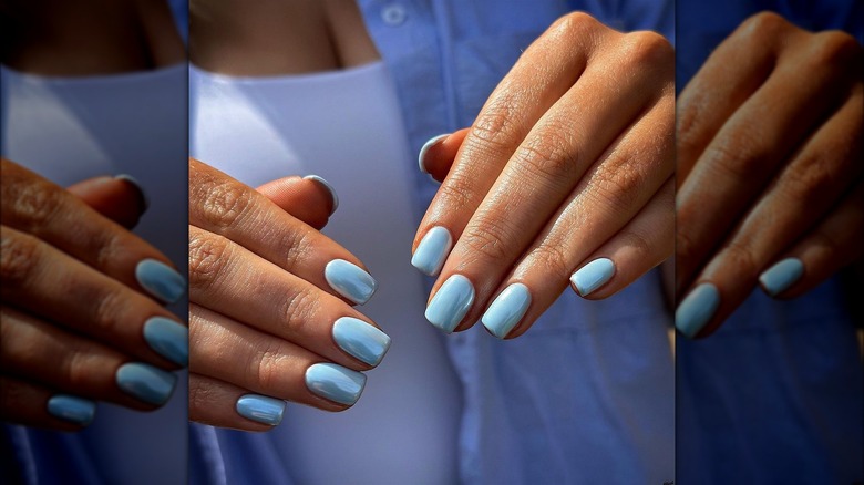 Blue chrome nails
