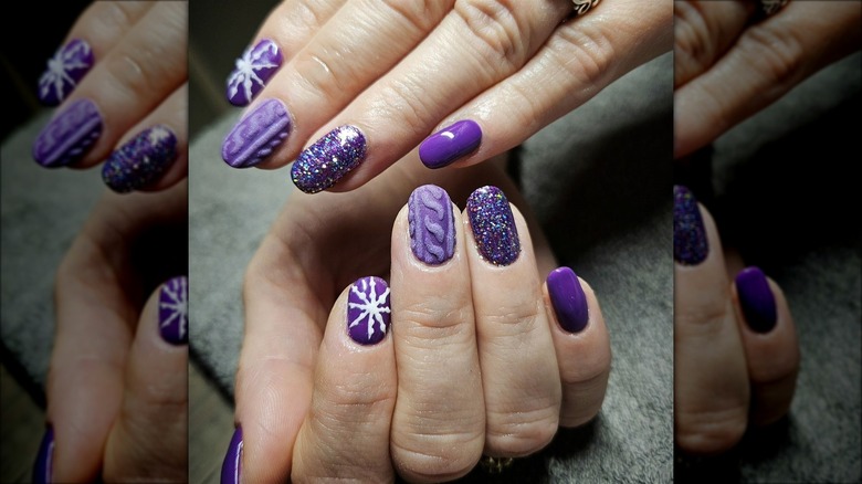 Purple festive manicure