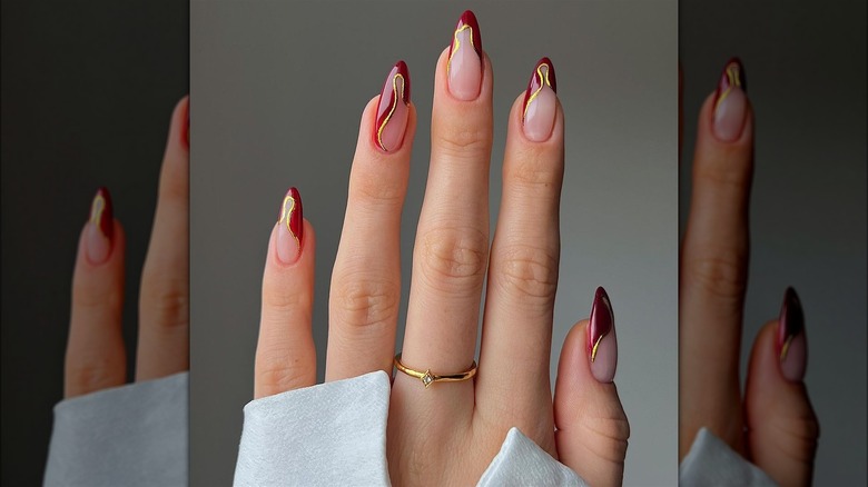 Red and gold nails