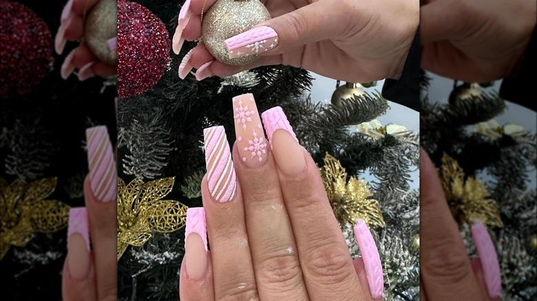 Pink Christmas manicure