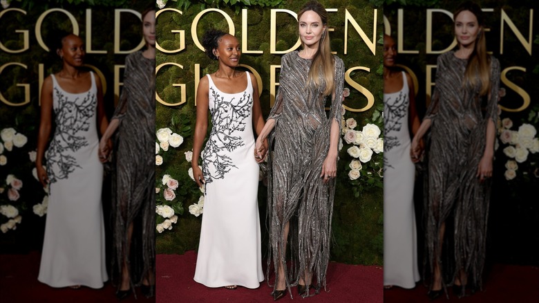 Angelina Jolie and daughter, Zahara, on the Golden Globes red carpet