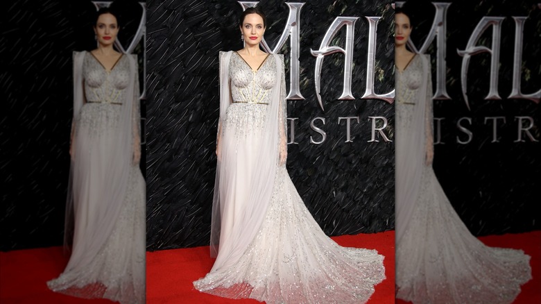 Angelina Jolie wears a beautiful Ralph & Russo Couture gown at the premiere of Maleficent: Mistress of Evil