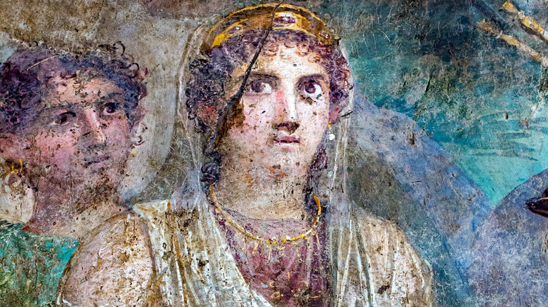 Antique fresco of Juno from Pompeii