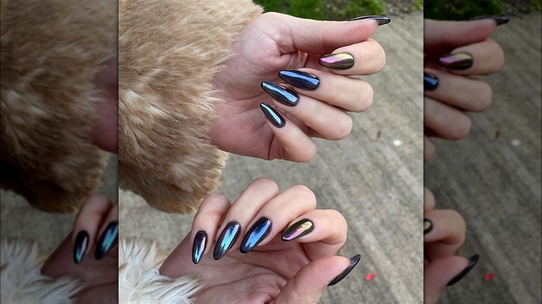 Rainbow chrome nails