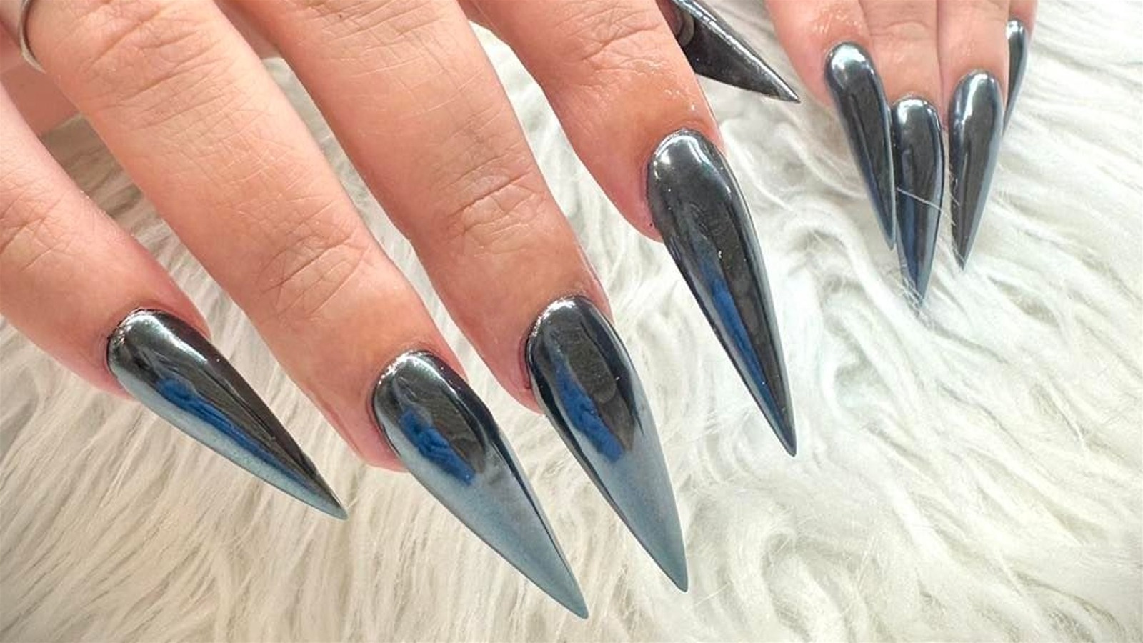 Black Chrome Nails Are The Trendiest Winter 2024 Manicure