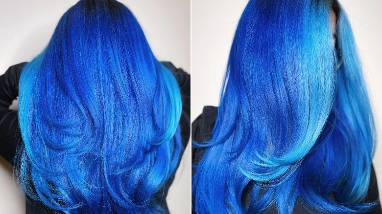 Long cobalt and baby blue hair 