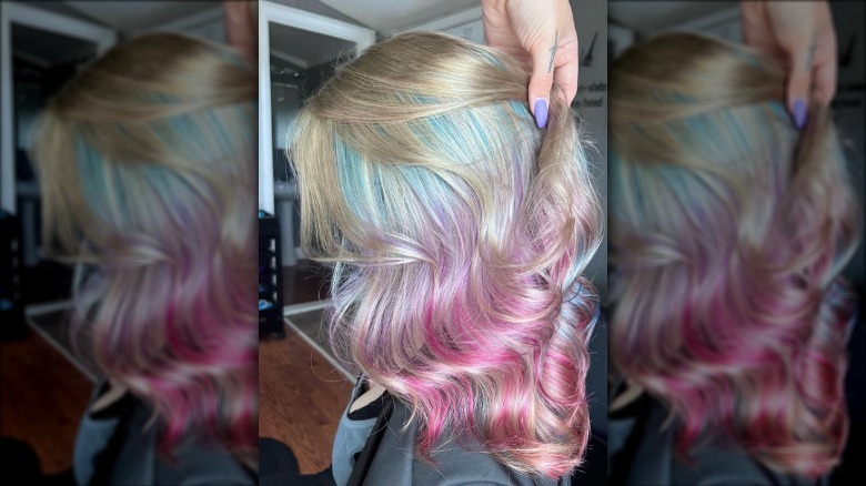Long blond hair with pastel blend