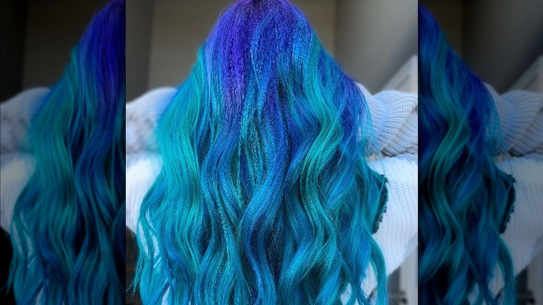 Long teal and blue hair