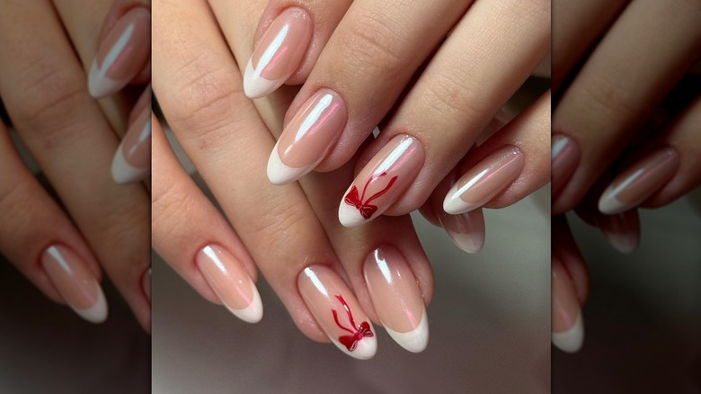Bow French manicure