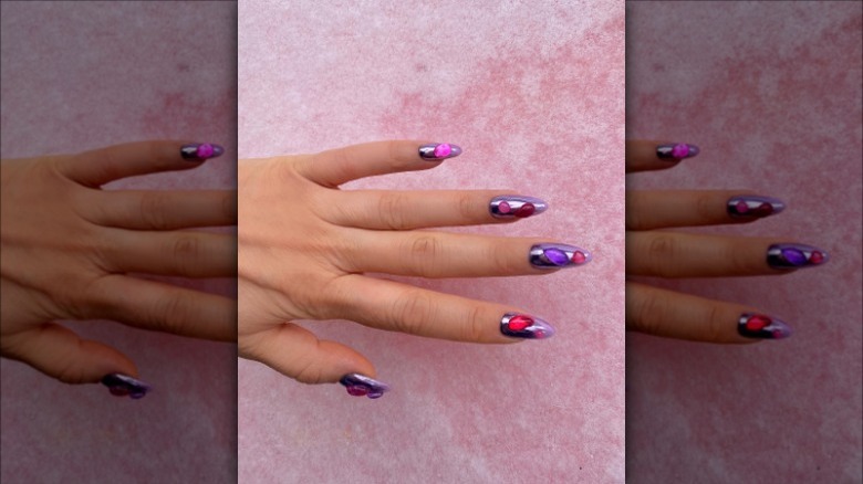 manicure with 3D gel nail art