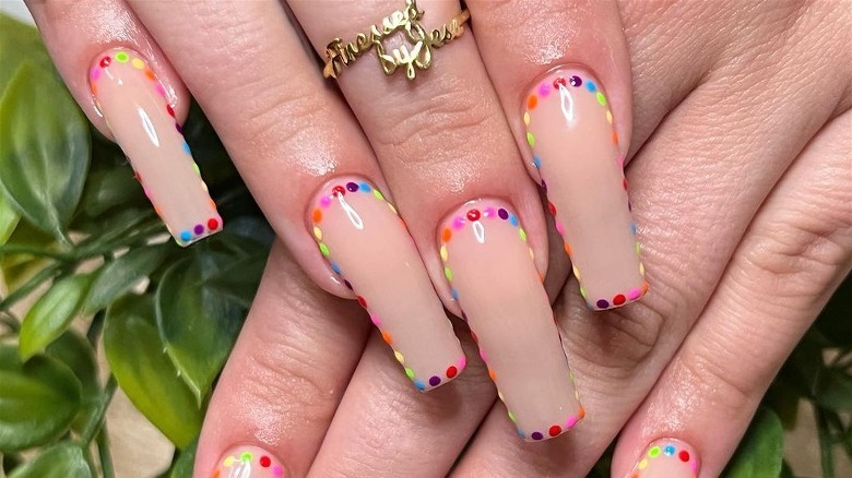 Rainbow dot nails