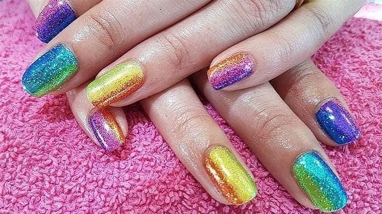 Chrome rainbow nails