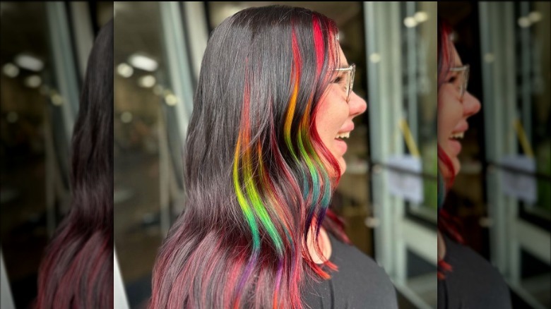 Rainbow hair strands