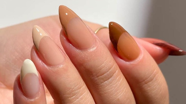 manicure with light to dark shades of brown