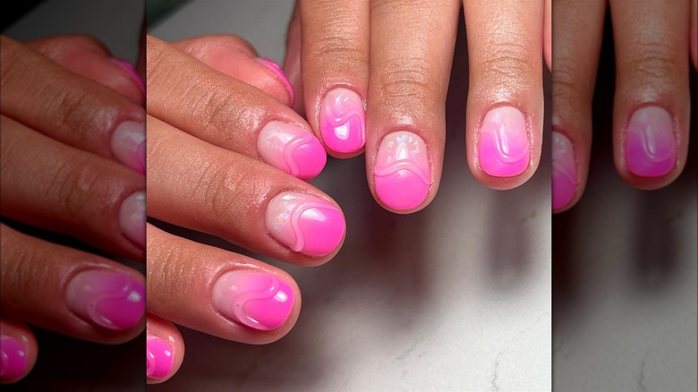 Textured pink nails