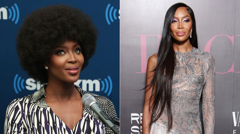 Naomi Campbell wearing wigs