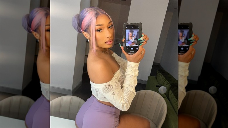 Meghan The Stallion with chunky highlights