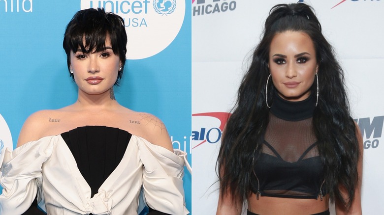 Demi Lovato with and without extensions