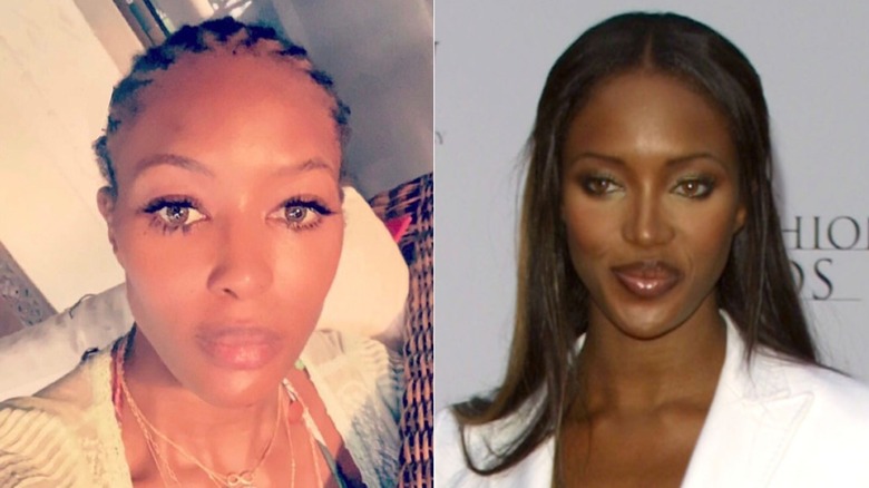 Naomi Campbell with and without extensions