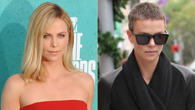 Charlize Theron with long and short hair