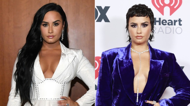 Demi Lovato with long and short hair