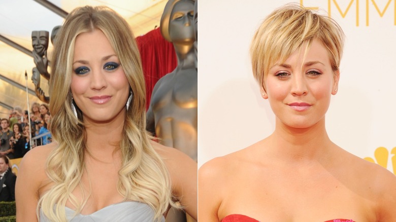 Kaley Cuoco with long and short hair