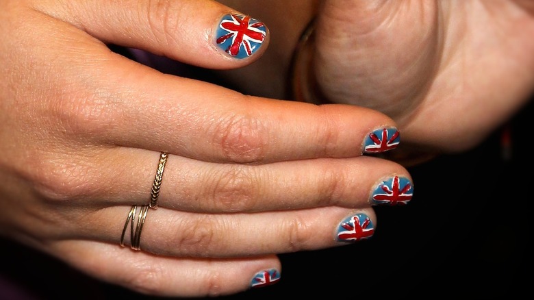 Princess Eugenie with Union Jack nails