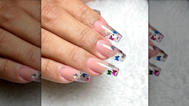 Butterfly clear nails