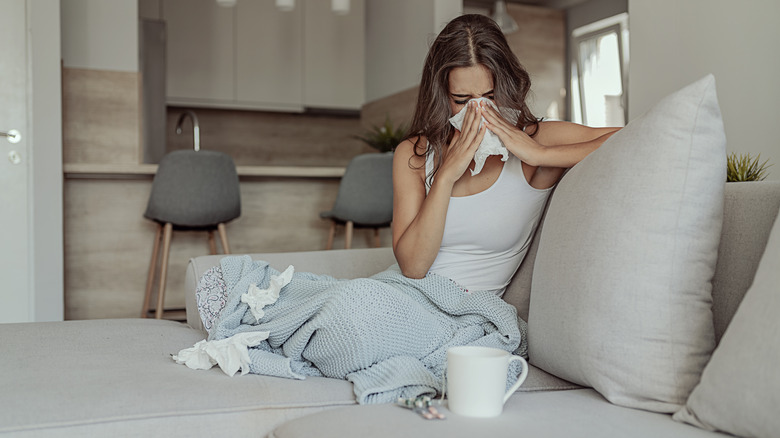 A woman recovering from a flu