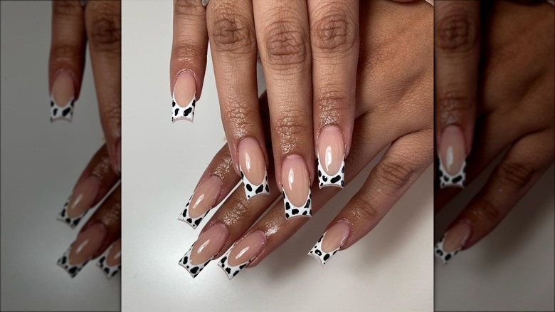 Cow print French manicure