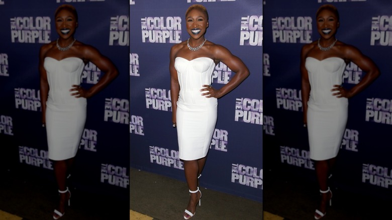 Cynthia Erivo smiling at the 2015 Broadway premiere of "The Color Purple"