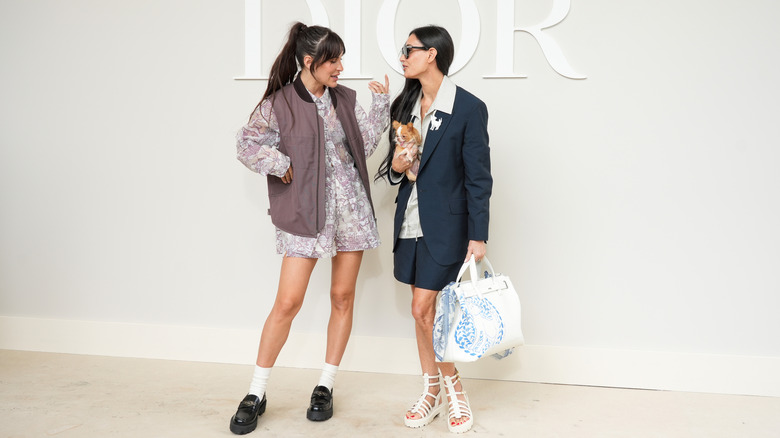 Demi Moore at the Dior show with her dog and daughter