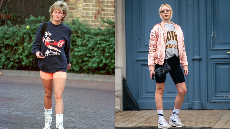 Princess Diana in gym clothes; young woman in gym clothes