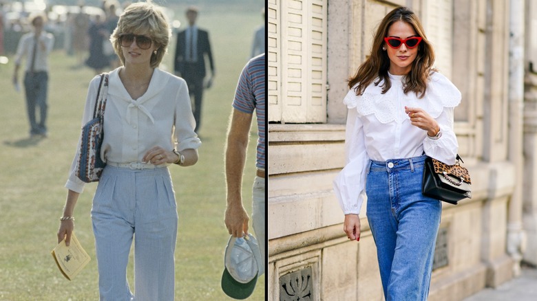 Princess Diana at a polo match; young woman in jeans 