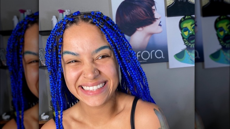 Blue braids and blue eyebrows