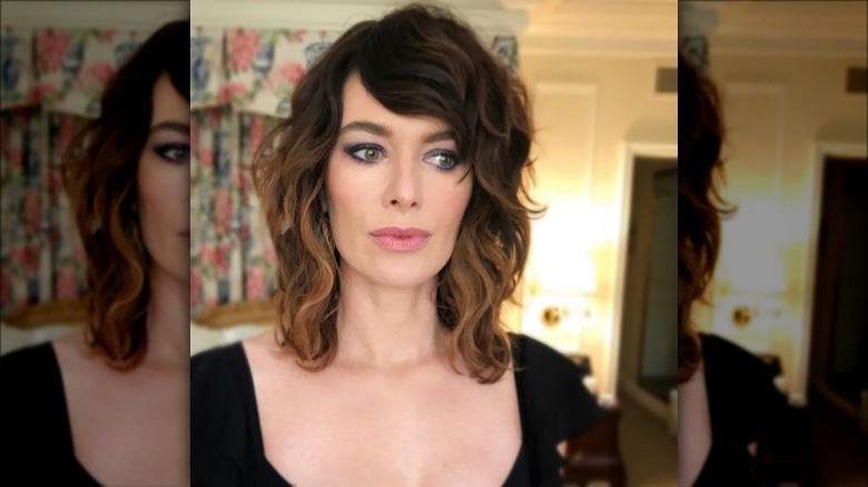 Lena Headey with texture and curved bangs