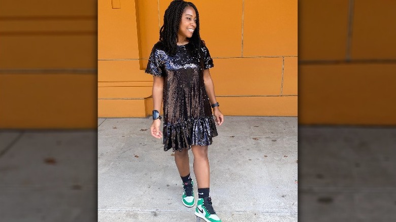 Sequin dress and sneakers