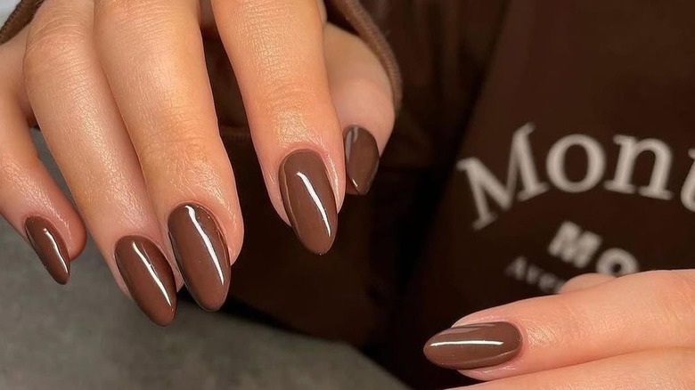 Dark brown manicure