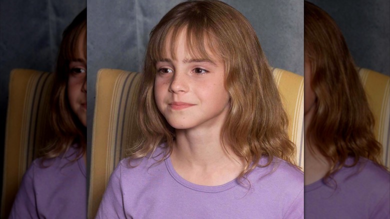 A young Emma Watson gives an interview as a freshly-cast Hermione Granger