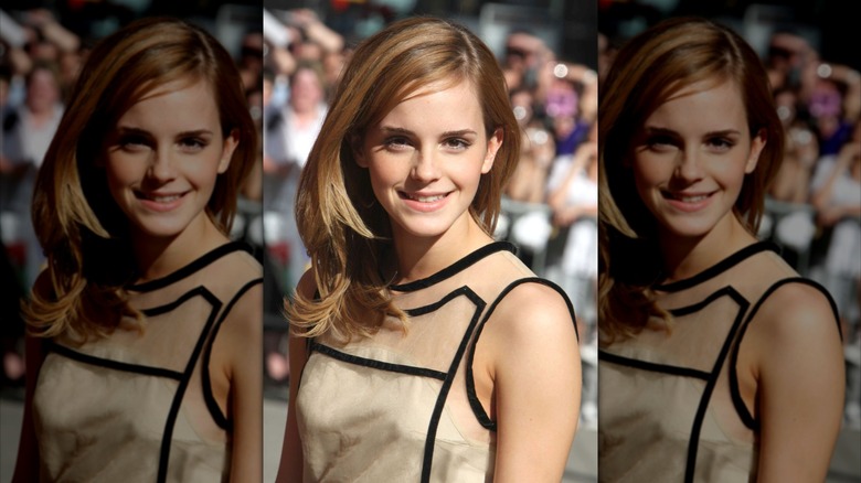 Emma Watson preparing for her appearance on The Later Show with David Letterman