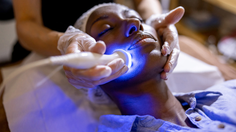 Woman getting light therapy