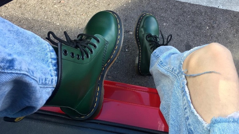 Feet with green Doc Martens