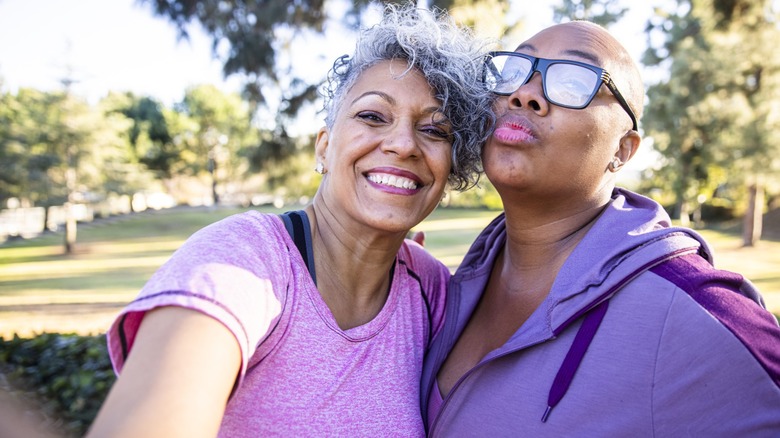 A couple taking a selfie