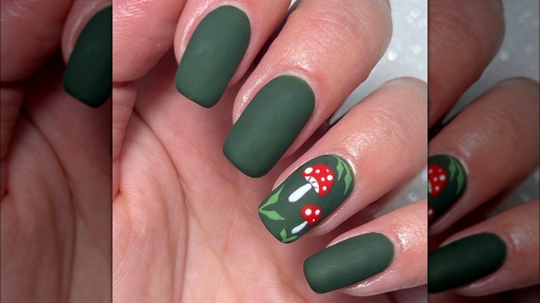 Matte forest green nails