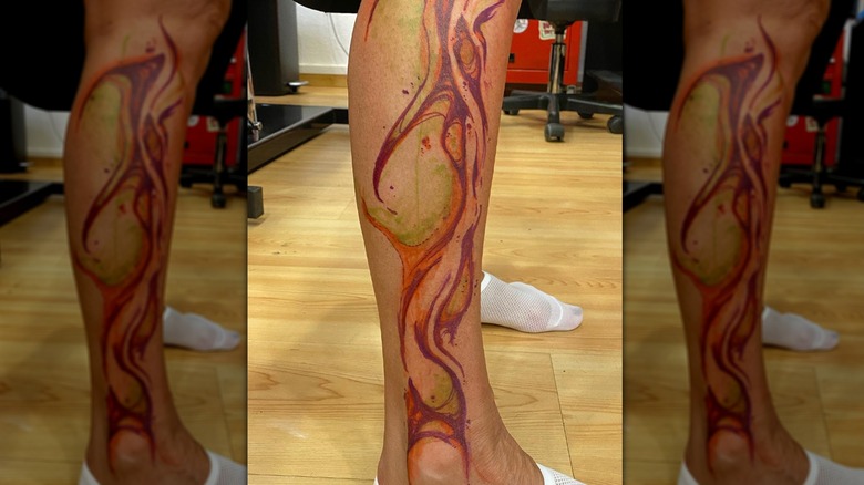 Abstract leg tattoo