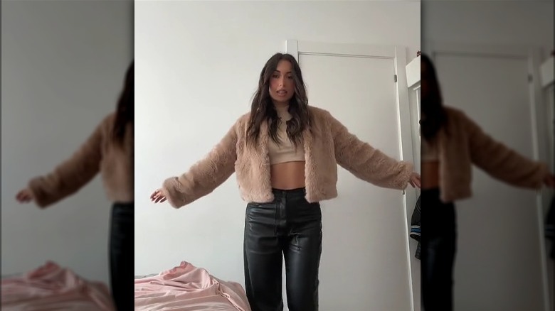 Crop top and leather pants
